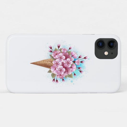 Rosa Sakura Ice Waffel Case-Mate iPhone Hülle (Rückseite (Horizontal))