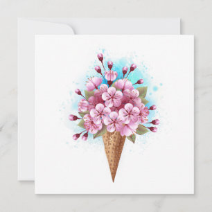 Rosa Sakura Ice Waffel Dankeskarte