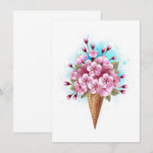 Rosa Sakura Ice Waffel Einladung (Vorne/Hinten)
