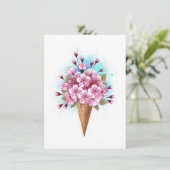 Rosa Sakura Ice Waffel Einladung (Stehend Vorderseite)