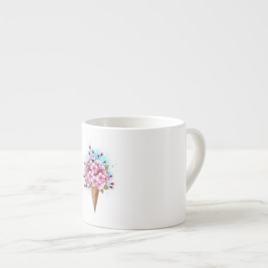 Rosa Sakura Ice Waffel Espressotasse (Vorderseite Rechts)