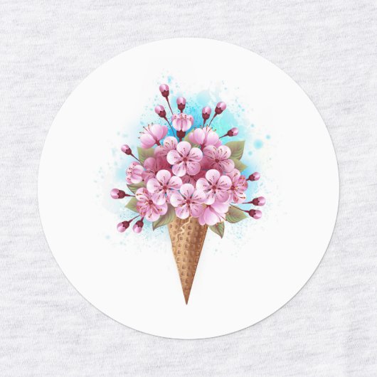 Rosa Sakura Ice Waffel Etiketten (Design 3)