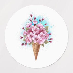 Rosa Sakura Ice Waffel Etiketten