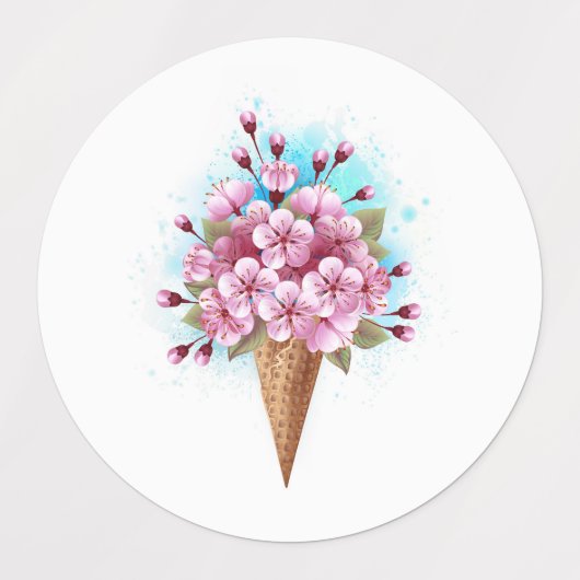 Rosa Sakura Ice Waffel Etiketten (Design 2)