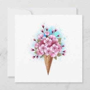 Rosa Sakura Ice Waffel Feiertagskarte