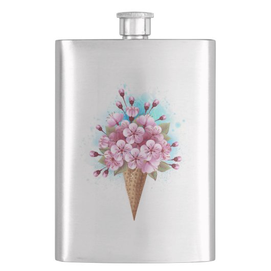 Rosa Sakura Ice Waffel Flachmann (Vorderseite)