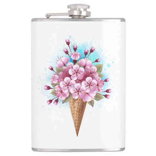 Rosa Sakura Ice Waffel Flachmann (Vorderseite)