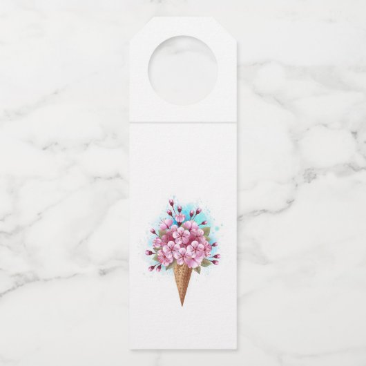 Rosa Sakura Ice Waffel Flaschenanhänger (Vorderseite)
