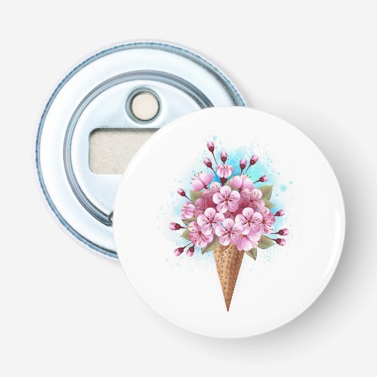 Rosa Sakura Ice Waffel Flaschenöffner (Vorderseite)