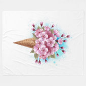 Rosa Sakura Ice Waffel Fleecedecke (Vorderseite (Horizontal))