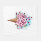 Rosa Sakura Ice Waffel Fleecedecke (Vorderseite (Horizontal))