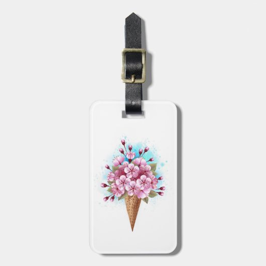 Rosa Sakura Ice Waffel Gepäckanhänger (Vorderseite vertikal)