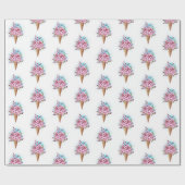 Rosa Sakura Ice Waffel Geschenkpapier (Flach)