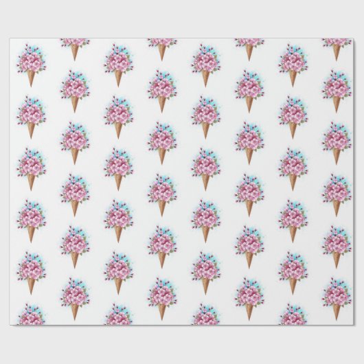 Rosa Sakura Ice Waffel Geschenkpapier (Flach)