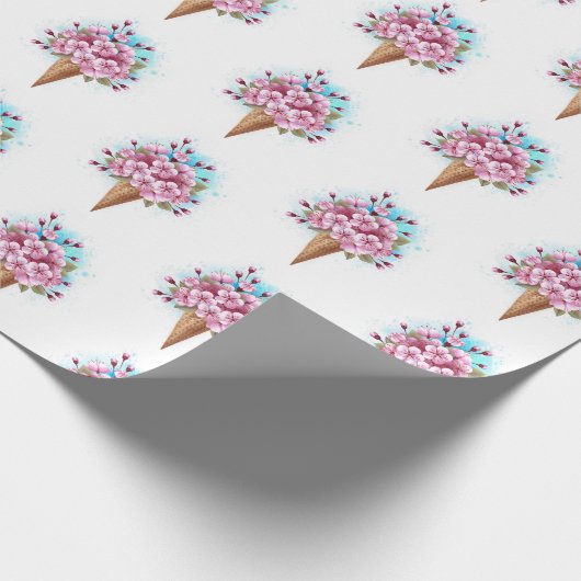 Rosa Sakura Ice Waffel Geschenkpapier (Ecke)