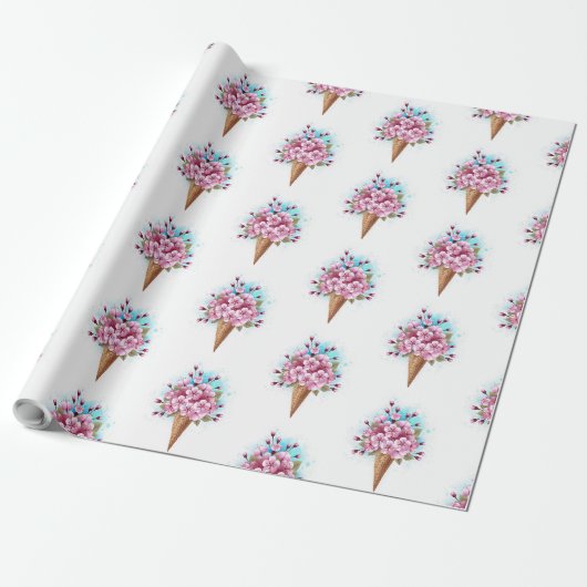 Rosa Sakura Ice Waffel Geschenkpapier (Ungerollt)