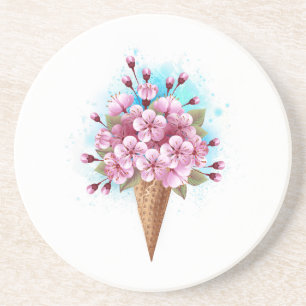 Rosa Sakura Ice Waffel Getränkeuntersetzer