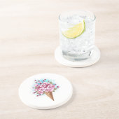 Rosa Sakura Ice Waffel Getränkeuntersetzer (Seite)