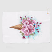 Rosa Sakura Ice Waffel Golfhandtuch (Horizontal)