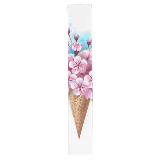 Rosa Sakura Ice Waffel Großer Tischläufer (Vorderseite)