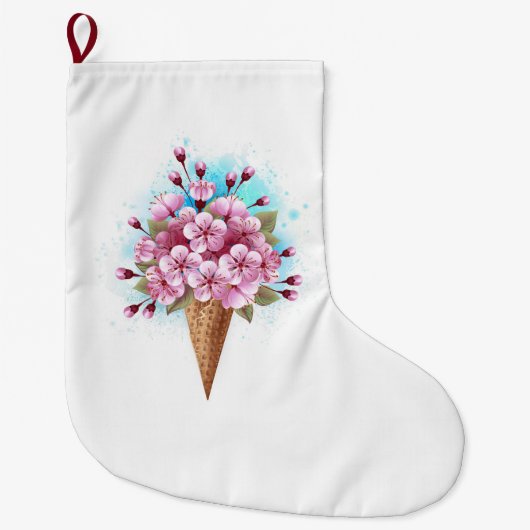 Rosa Sakura Ice Waffel Großer Weihnachtsstrumpf (Vorderseite)