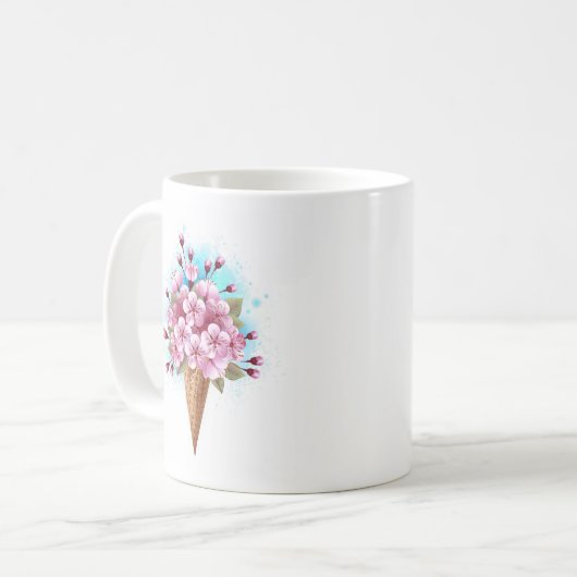 Rosa Sakura Ice Waffel Kaffeetasse (Vorderseite Links)