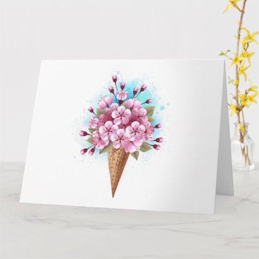 Rosa Sakura Ice Waffel Karte (Gelbe Blume)