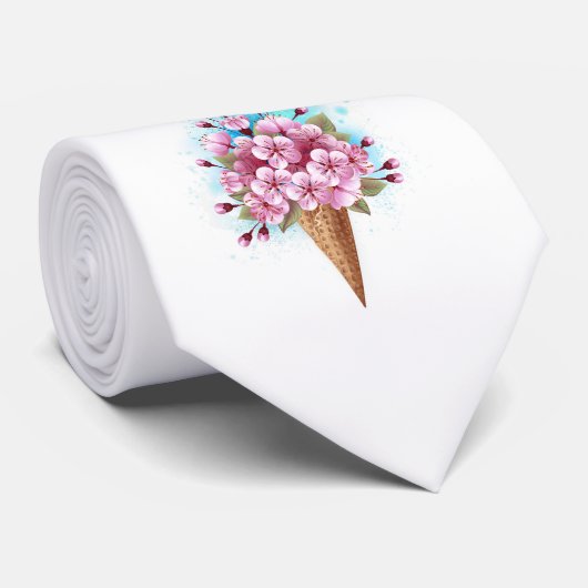 Rosa Sakura Ice Waffel Krawatte (Gerollt)