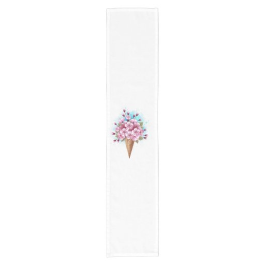 Rosa Sakura Ice Waffel Kurzer Tischläufer (Vorderseite)