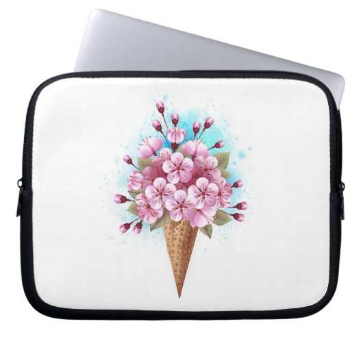 Rosa Sakura Ice Waffel Laptopschutzhülle (Vorderseite)