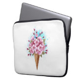 Rosa Sakura Ice Waffel Laptopschutzhülle (Vorderseite Links)