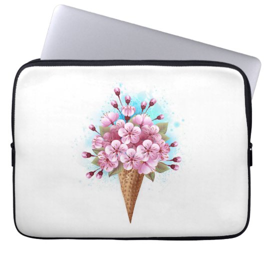 Rosa Sakura Ice Waffel Laptopschutzhülle (Vorderseite)