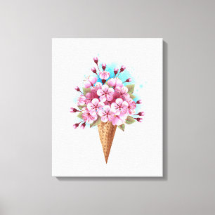 Rosa Sakura Ice Waffel Leinwanddruck