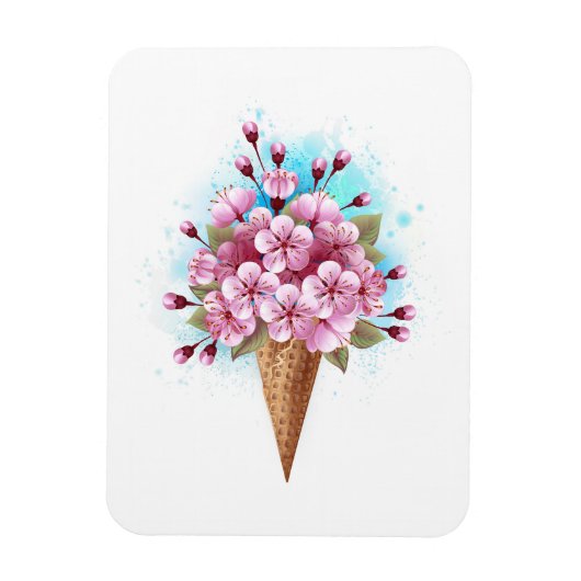Rosa Sakura Ice Waffel Magnet (Vertikal)