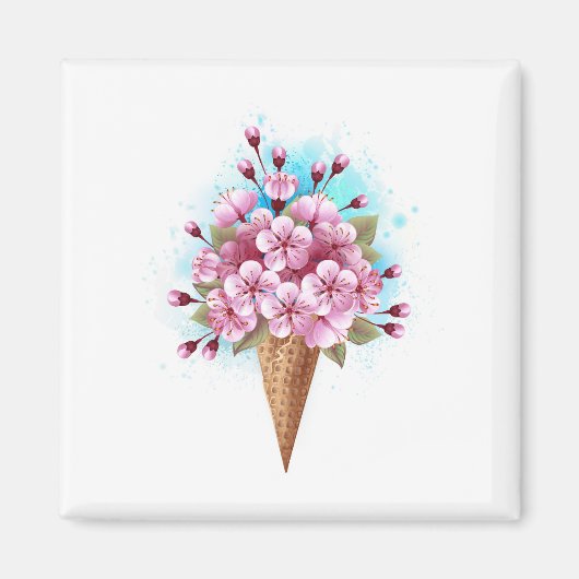 Rosa Sakura Ice Waffel Magnet (Vorne)