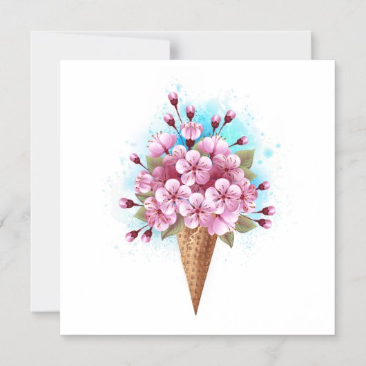 Rosa Sakura Ice Waffel Magneteinladung (Vorderseite)