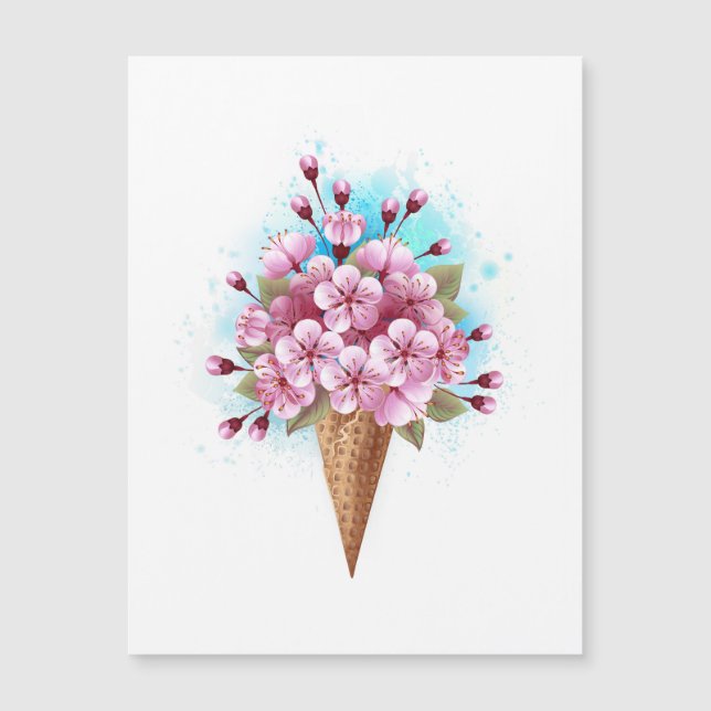 Rosa Sakura Ice Waffel Magnetkarte (Vorderseite)