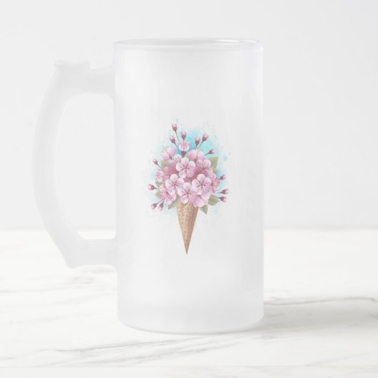 Rosa Sakura Ice Waffel Mattglas Bierglas (Links)
