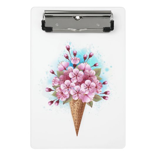 Rosa Sakura Ice Waffel Mini Klemmbrett (Vorderseite)