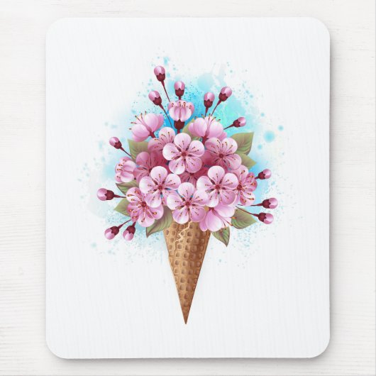 Rosa Sakura Ice Waffel Mousepad (Vorne)