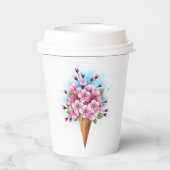 Rosa Sakura Ice Waffel Pappbecher (Rückseite)