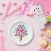 Rosa Sakura Ice Waffel Pappteller (Party)