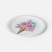 Rosa Sakura Ice Waffel Pappteller (Schrägansicht)