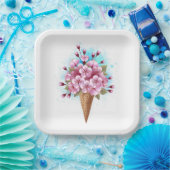 Rosa Sakura Ice Waffel Pappteller (Party)