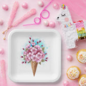 Rosa Sakura Ice Waffel Pappteller (Party)