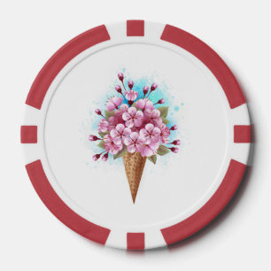 Rosa Sakura Ice Waffel Pokerchips