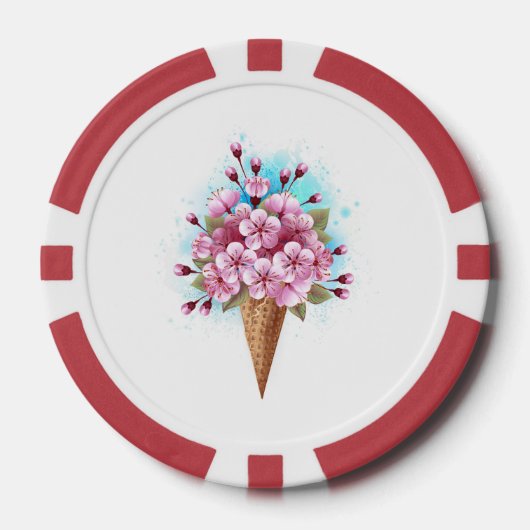 Rosa Sakura Ice Waffel Pokerchips (Vorderseite)