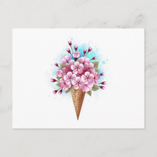 Rosa Sakura Ice Waffel Postkarte (Vorderseite)