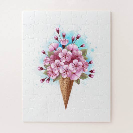 Rosa Sakura Ice Waffel Puzzle (Vertikal)