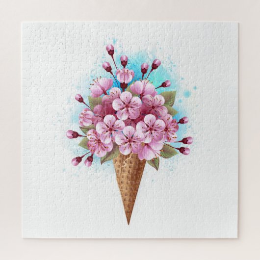 Rosa Sakura Ice Waffel Puzzle (Vertikal)